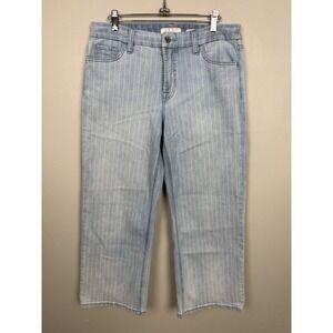 7 For‎ All Mankind Jeans Jen 7 Cropped Wide Leg Striped High Waist Light Wash 8